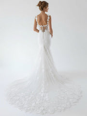 Fairy Mermaid Sweetheart Lace Wedding Dresses with Appliques