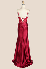 Navy Blue Beaded Ruched Satin Fitted Formal Dress