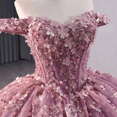 Floral Lace Sweetheart Corset Ball Gown Quinceañera Dress