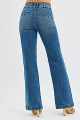 Hazel Blues® | RISEN Tummy Control High Rise Bootcut Jeans with Double Button Waistband