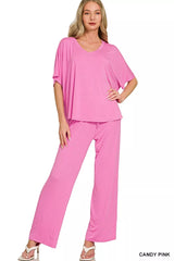 Hazel Blues® |  Zenana V-neck Oversized Top & Pants Set
