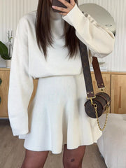 Hazel Blues® |  Turtleneck Dropped Shoulder Sweater and Skirt Set