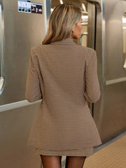 Hazel Blues® |  Single-Breasted Plaid Blazer and Skirt Set