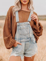 Hazel Blues® |  Distressed Denim Overalls Shorts