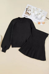 Hazel Blues® |  Round Neck Top and Skirt Sweater Set