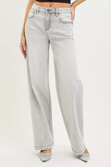 Hazel Blues® |  RISEN Slouchy Baggy Jeans with Contrast Stitching