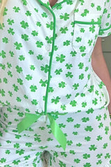 Hazel Blues® |  Lucky Clover Shirt and Shorts Lounge Set