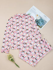 Hazel Blues® |  Halloween Ghost Print Button Up Top and Pants Lounge Set