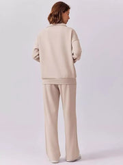 Hazel Blues® |  Relaxed Fit Quarter-Zip Top and Pants Set