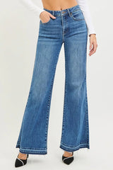 Hazel Blues® |  RISEN High Rise Wide Leg Jeans With Released Hem