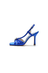 Elegant Blue Satin Stiletto Heels with Crystal Embellishment