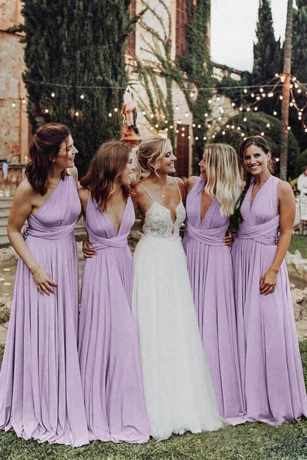 Elegant Light Pink Chiffon Floor Length Long Bridesmaid Dress