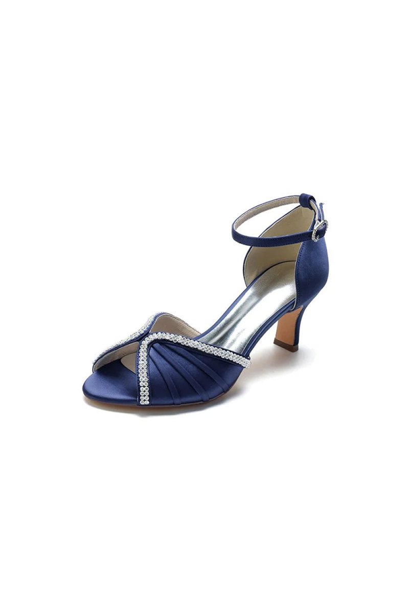 Elegant Rayel Blue Satin Pump with Rhinestone Accents