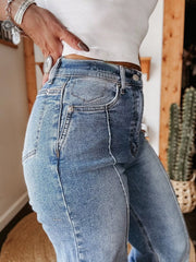 Hazel Blues® |  High-Waisted Wide Leg Cuffed Jeans