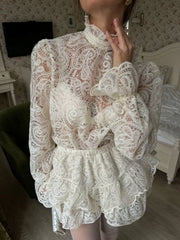 Hazel Blues® |  Lace Long Sleeve Top and Skirt Set