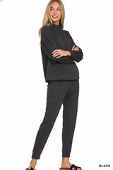 Hazel Blues® |  Zenana Scuba Half Zip Pullover and Jogger Set