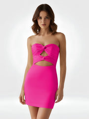 Fuchsia - Strapless Sheath Short Homecoming & Cocktail Dresses With Keyhole