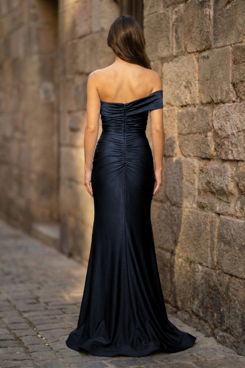 Foraml Mermaid One Shoulder Royal Blue Satin Prom Dress Evening Dress