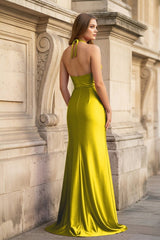 Floral Applique Halter Fuchsia Mermaid Prom Dress with Cut-out